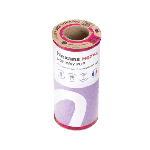 fil électrique Nexans H07V-U Mobiway Pop violet 1,5mm² - bobine de 100m