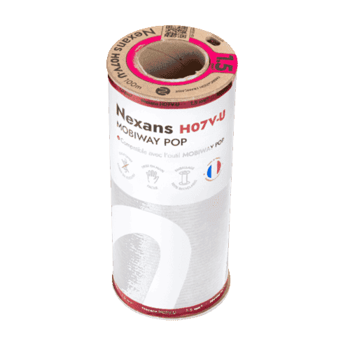 Fil électrique rigide H07VU 1,5 mm² blanc Nexans Mobiway POP, couronne de 100 m.