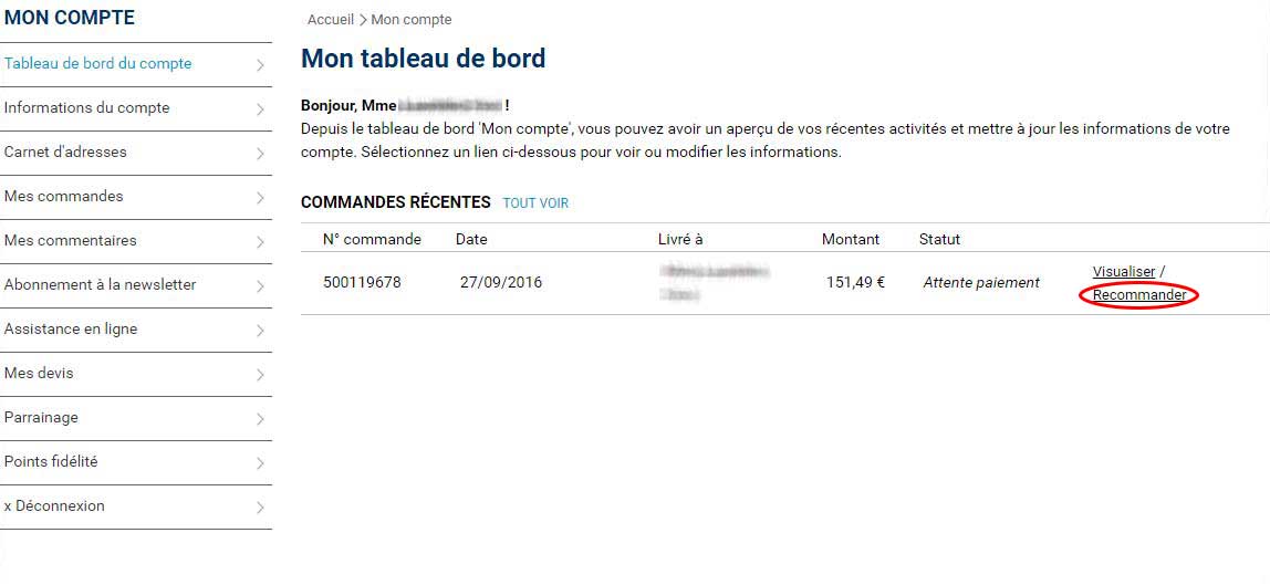 Reprendre la proc&eacute;dure de paiement d'une commande en attente de paiement.
