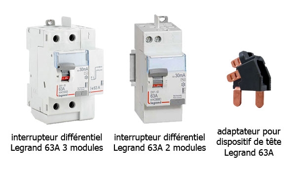 Quelle diff&eacute;rence entre les interrupteurs diff&eacute;rentiels Legrand 63A 2 et 3 modules ?