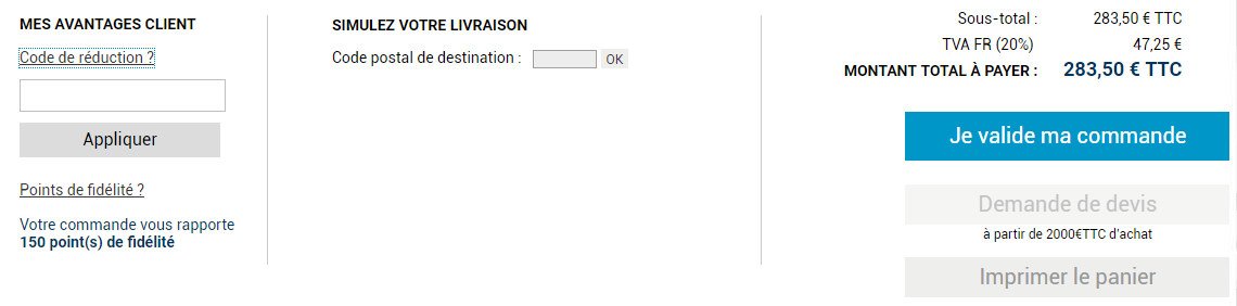 Ajouter un code promo à une commande de matériel électrique sur 123elec.com